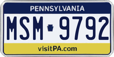 PA license plate MSM9792