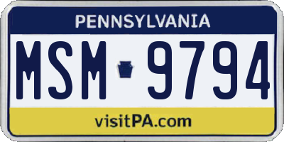 PA license plate MSM9794