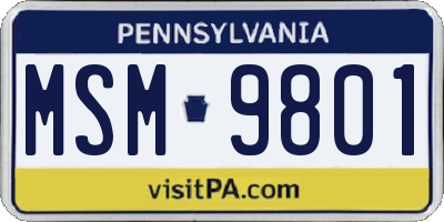 PA license plate MSM9801