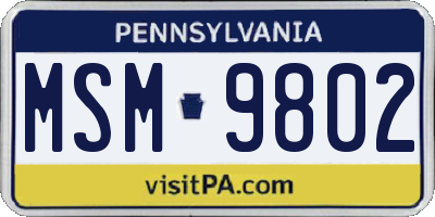 PA license plate MSM9802