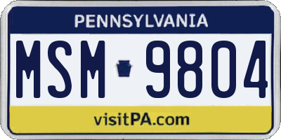 PA license plate MSM9804