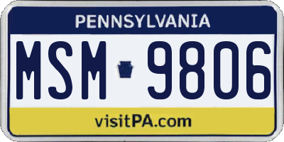 PA license plate MSM9806