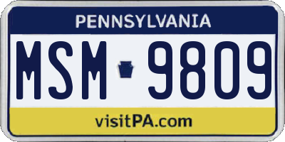 PA license plate MSM9809