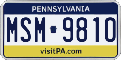 PA license plate MSM9810