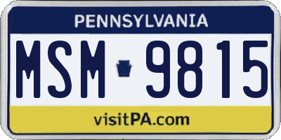 PA license plate MSM9815