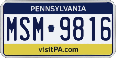PA license plate MSM9816