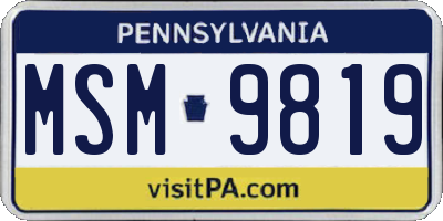 PA license plate MSM9819