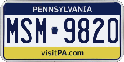 PA license plate MSM9820