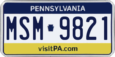 PA license plate MSM9821