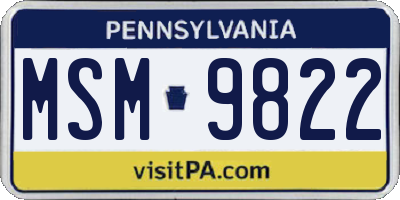PA license plate MSM9822