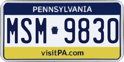 PA license plate MSM9830