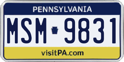 PA license plate MSM9831