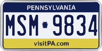 PA license plate MSM9834