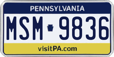 PA license plate MSM9836