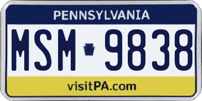 PA license plate MSM9838