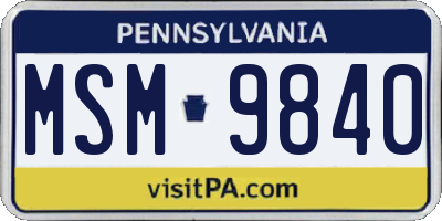 PA license plate MSM9840