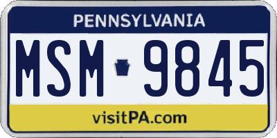 PA license plate MSM9845