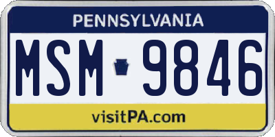 PA license plate MSM9846