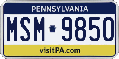 PA license plate MSM9850