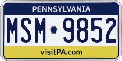 PA license plate MSM9852