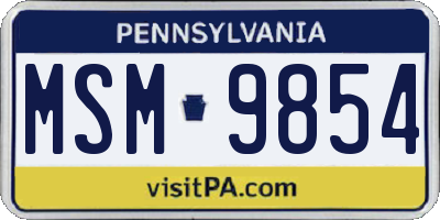 PA license plate MSM9854