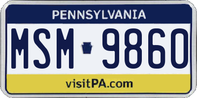 PA license plate MSM9860