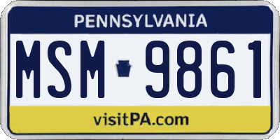 PA license plate MSM9861