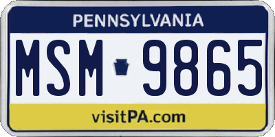 PA license plate MSM9865