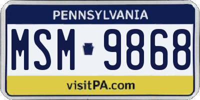 PA license plate MSM9868