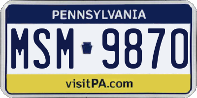 PA license plate MSM9870