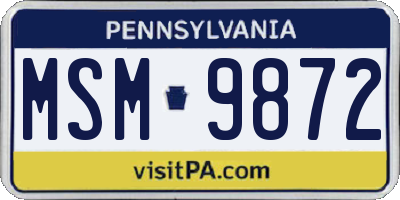 PA license plate MSM9872