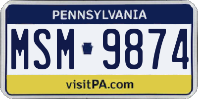 PA license plate MSM9874