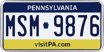 PA license plate MSM9876