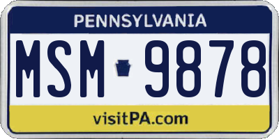 PA license plate MSM9878
