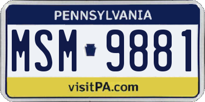 PA license plate MSM9881