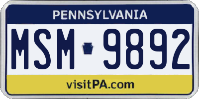 PA license plate MSM9892
