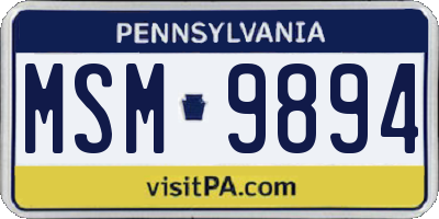 PA license plate MSM9894