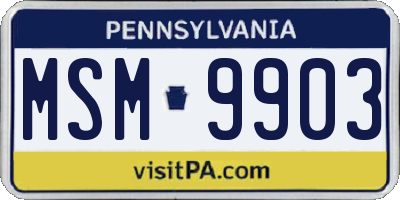 PA license plate MSM9903
