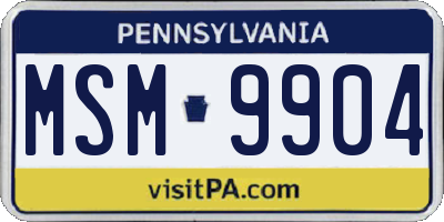 PA license plate MSM9904
