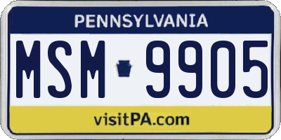 PA license plate MSM9905