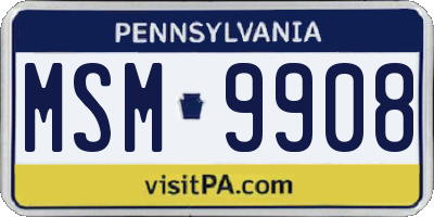 PA license plate MSM9908