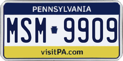 PA license plate MSM9909