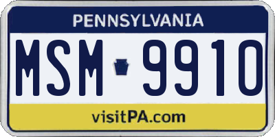 PA license plate MSM9910