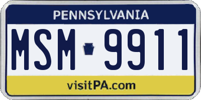 PA license plate MSM9911
