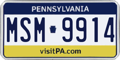 PA license plate MSM9914