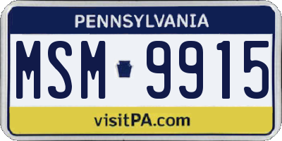 PA license plate MSM9915