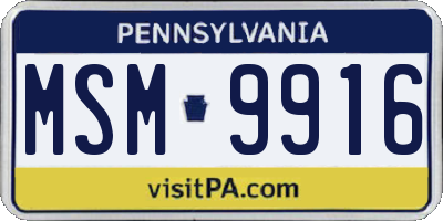 PA license plate MSM9916
