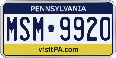 PA license plate MSM9920