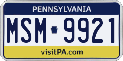 PA license plate MSM9921