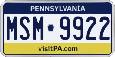 PA license plate MSM9922